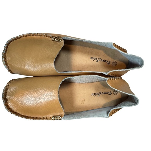 Venus Celia Camel Leather Moccasins Soft Sole Comfort Tan Loafers US 10.5 EU 43 - Picture 6 of 8